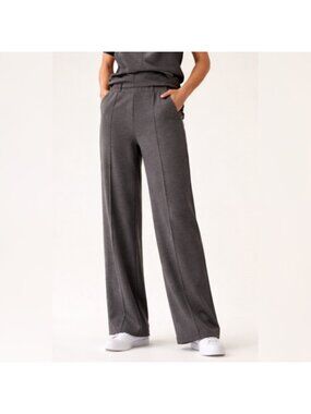 New OGL - S Women's FuzzLuxe High Waisted Straight Leg Pull On Pant Deep Gray